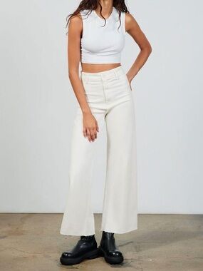 Zara Marine High Rise Wide Leg Jeans White Size 4 NWOT